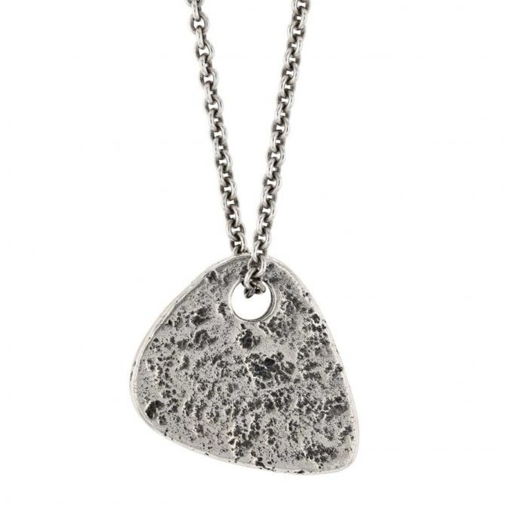 John Varvatos Silver Textured Guitar Pick Pendant Necklace